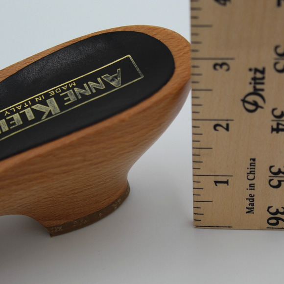 Y2K Iconic Wood Chunky Clog Slip On Mule Buckle Italy Anne Klein 7.5 Black - Picture 9 of 9